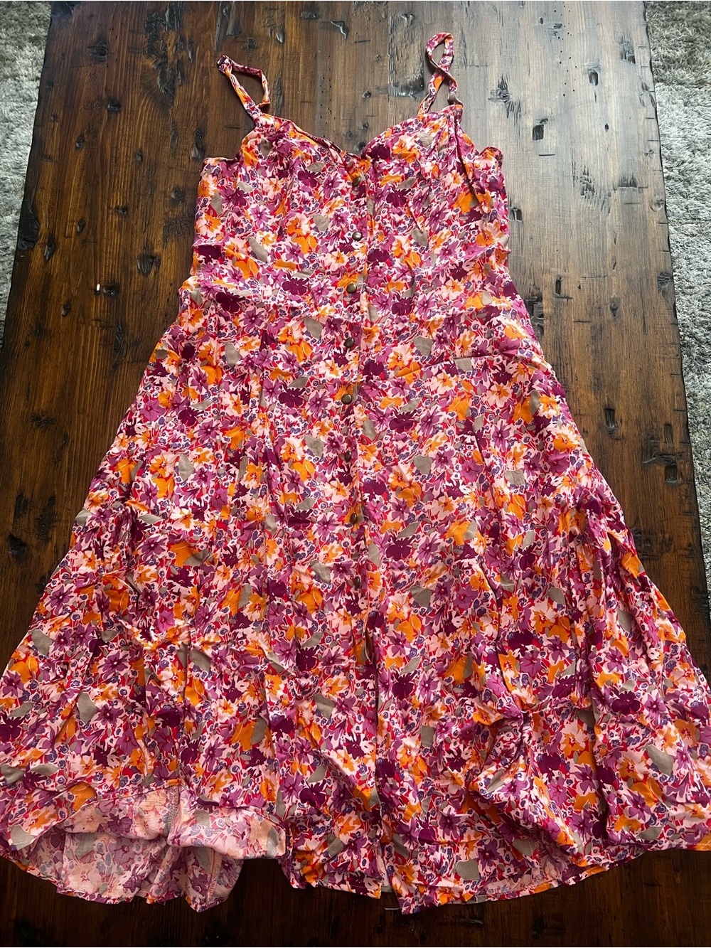 Kimchi Blue Pink and Orange Floral A-Line Sundress